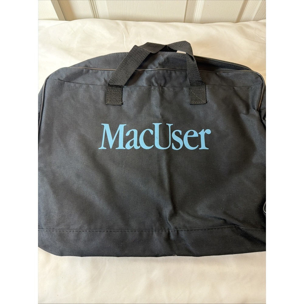 Vintage MAC USER 1990s Black Canvas‎ Portfolio Apple Technology Convention Tote